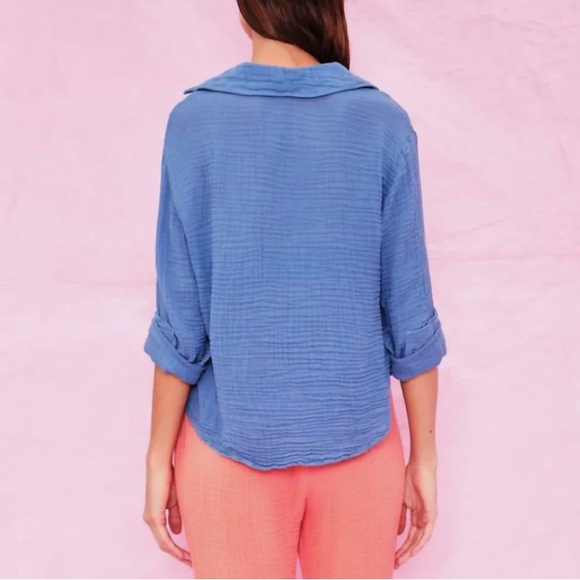 SUNDRY Button Down Top in Regalia - Picture 5 of 11